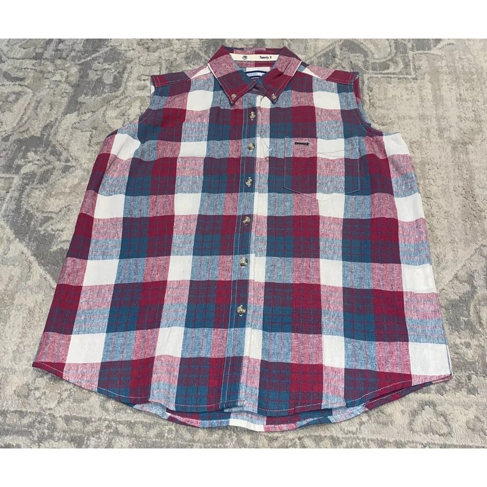 Vintage Wrangler Twenty X Womens Sz Small  Western Shirt Sleeveless Button Plaid